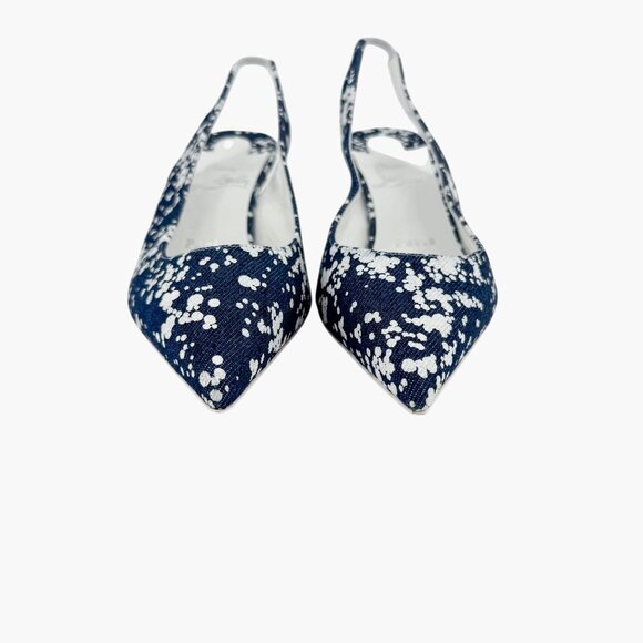 Christian Louboutin Kate Slingback 55 Pumps Blue Denim Size 37 US 7 Kitten Heels - Picture 6 of 14